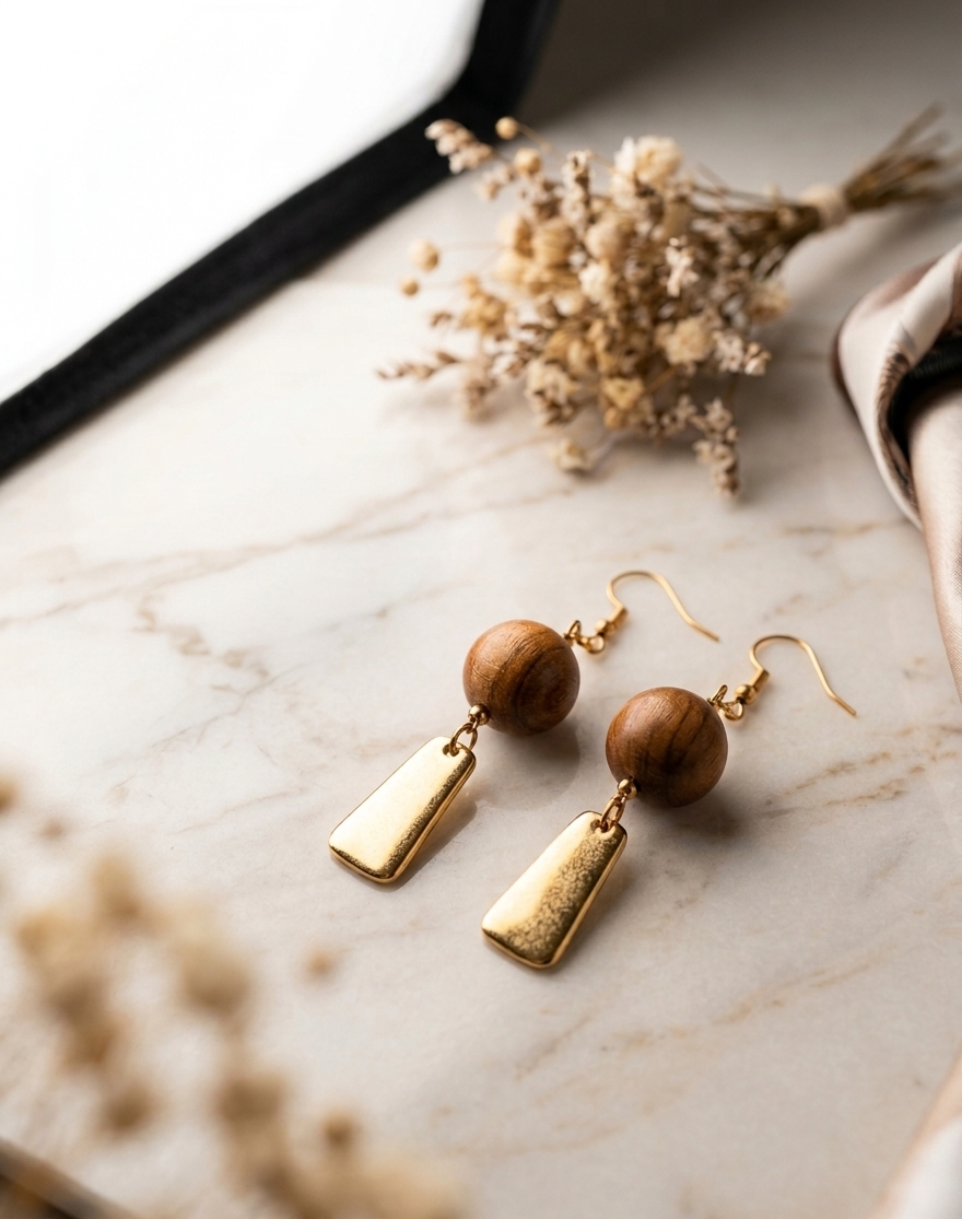 Boucles d'oreilles Bois d'olivier