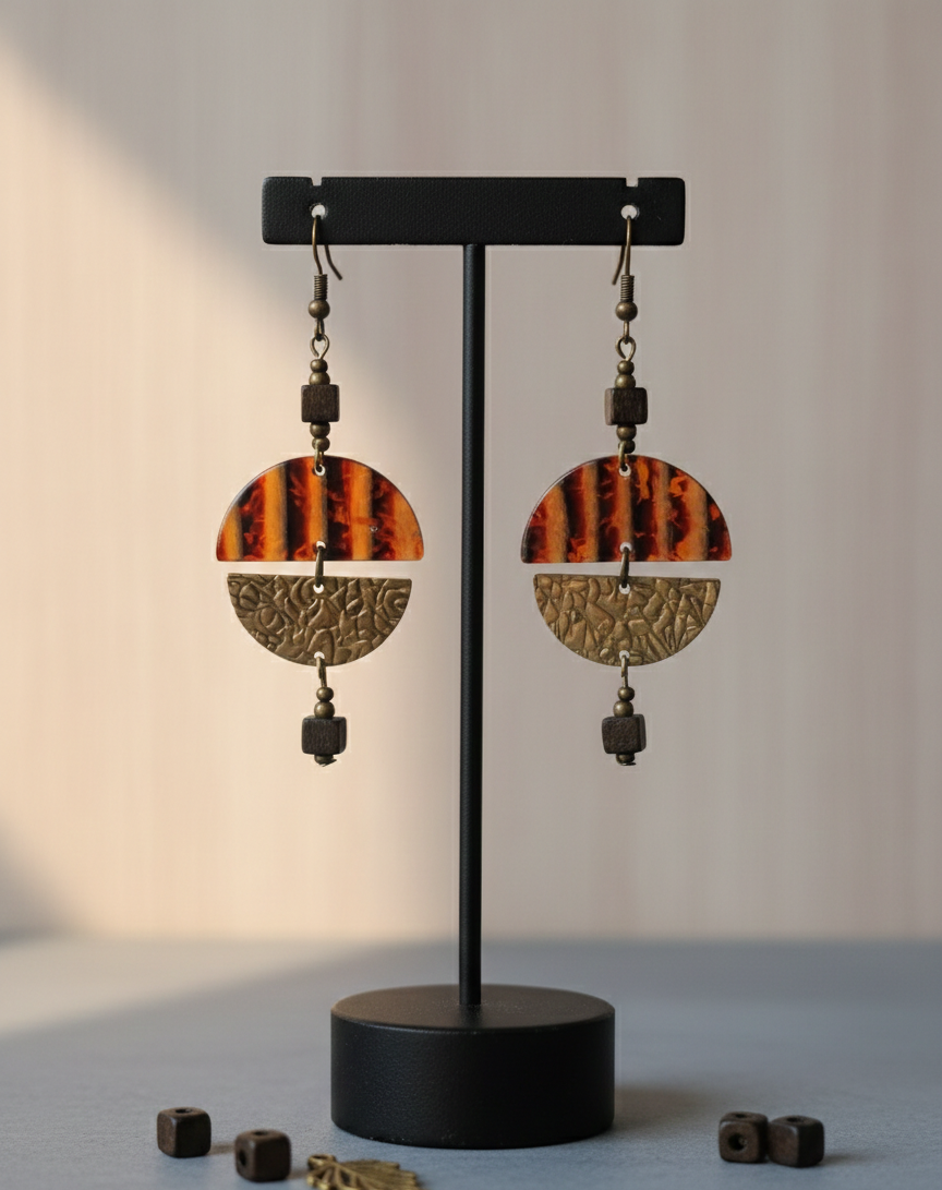 Boucles d'oreilles Acétate et bois