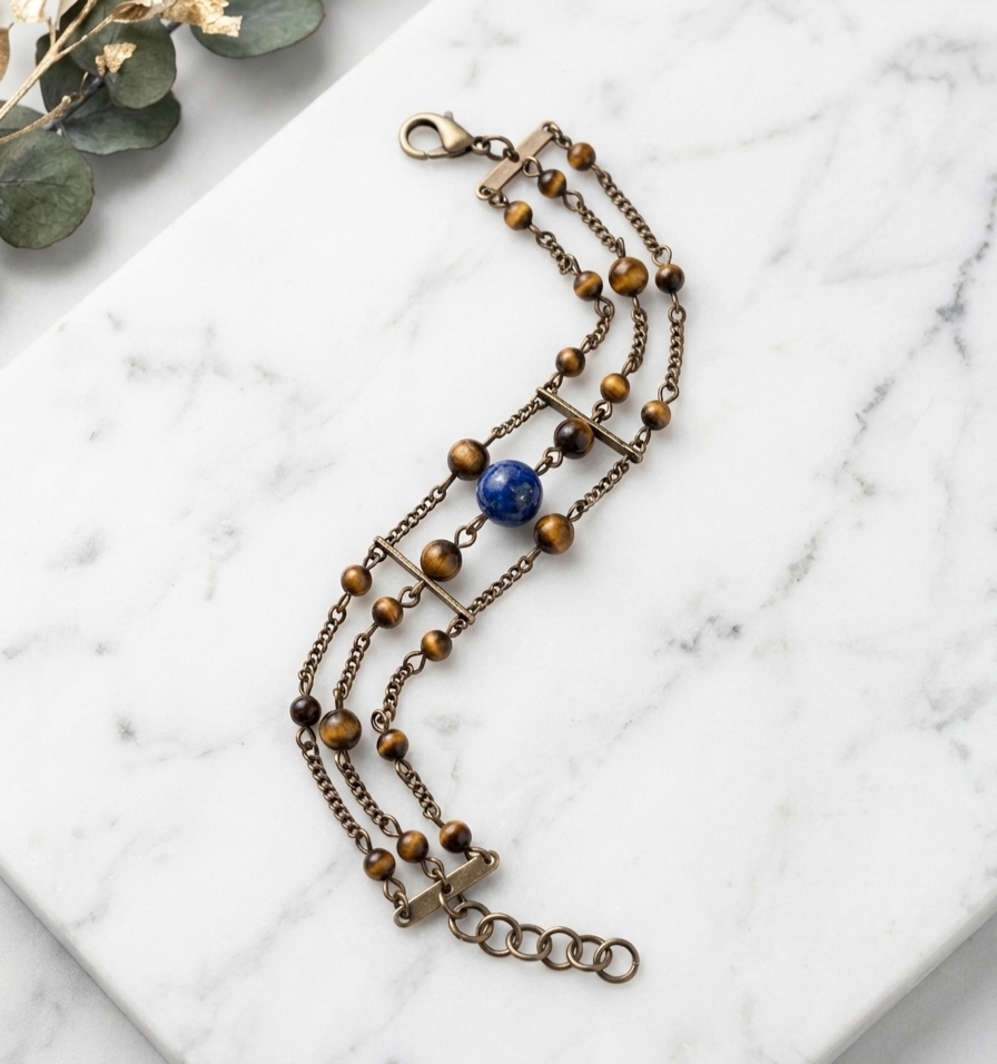 Bracelet Oeil de tigre / Lapis Lazuli
